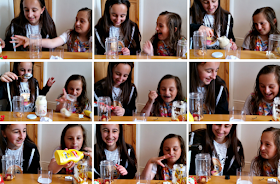 A collage of photos of my girls tasting disgusting smoothies