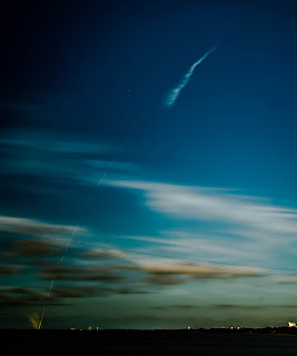 Streak image of Falcon Heavy trajectory