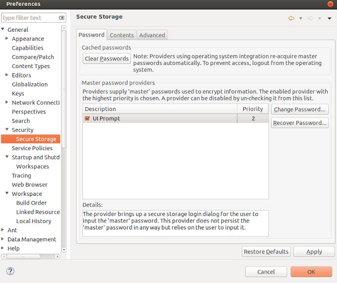 How to Reset Eclipse Storage Password