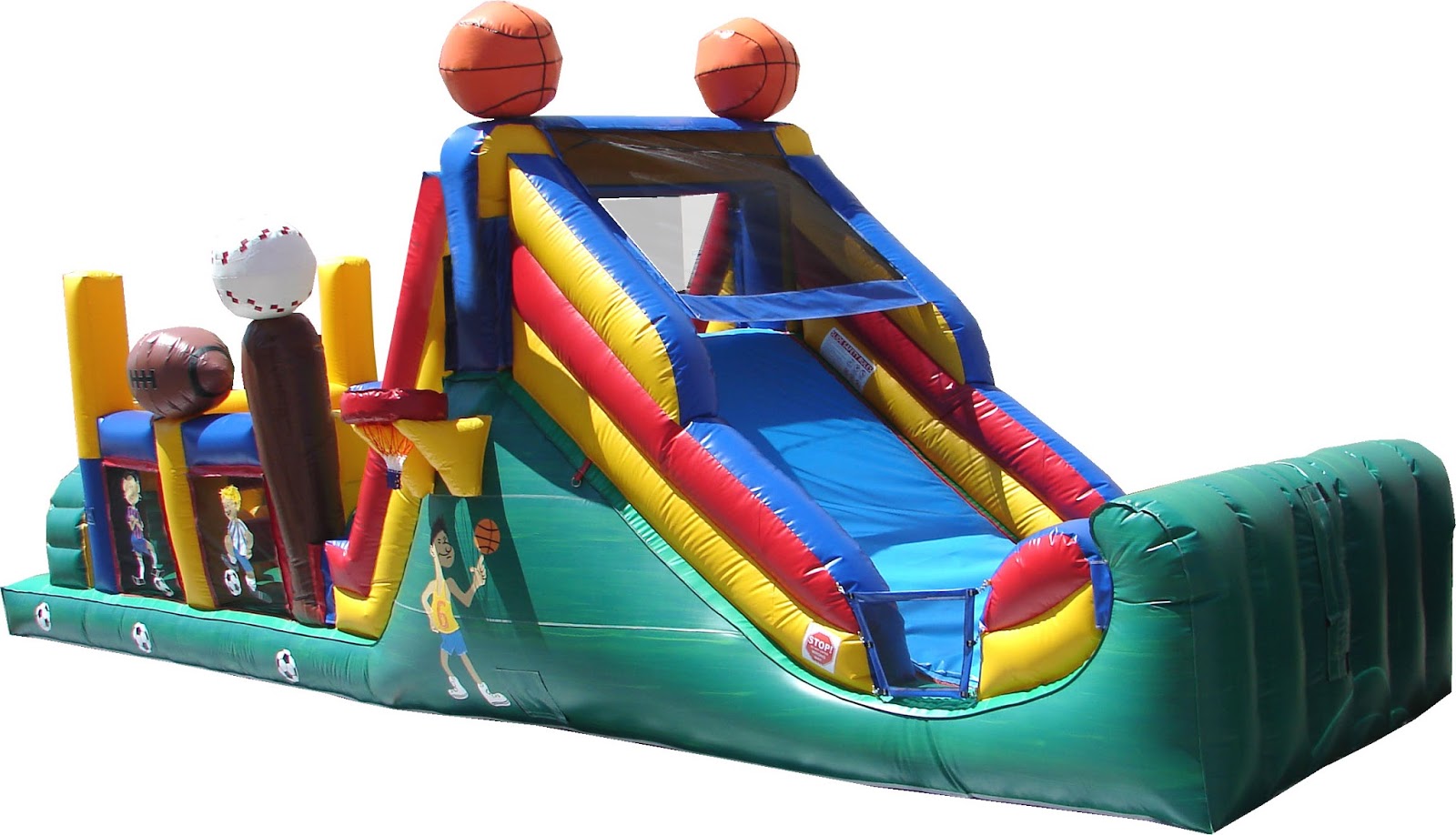 Bounce Your World LLC. 40' Sports Theme Obstacle Course. 4 and 8 hr