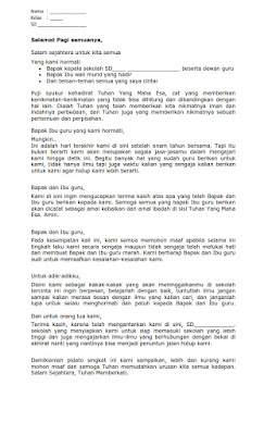 KOMIK & KOMPUTER INFORMASI: Contoh Tugas Pidato Perpisahan Anak Kelas 6 SD