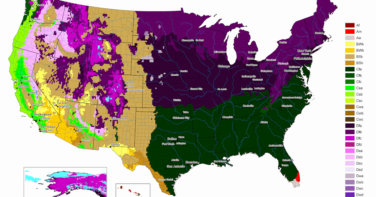 U S Koppen Geiger Climate Classification 2000 2100 Vivid Maps US CS A1B Vividmaps