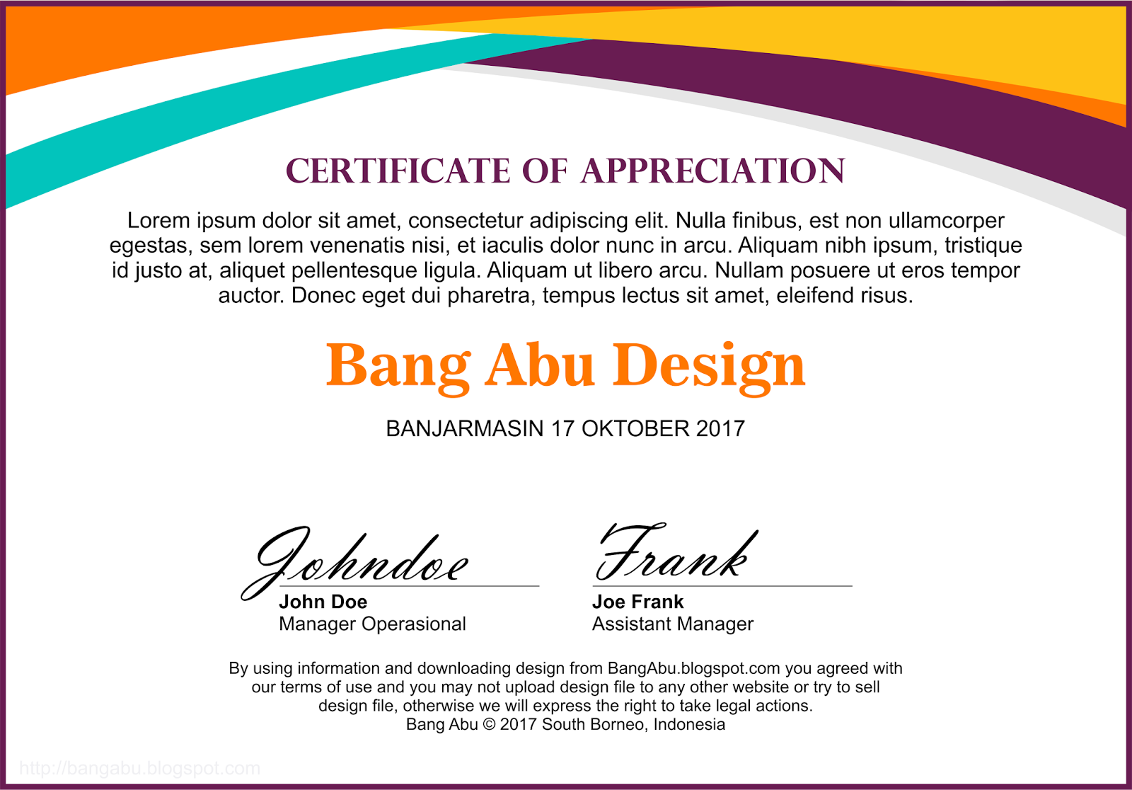 Blank Certificate Background Colored Bang Abu Design