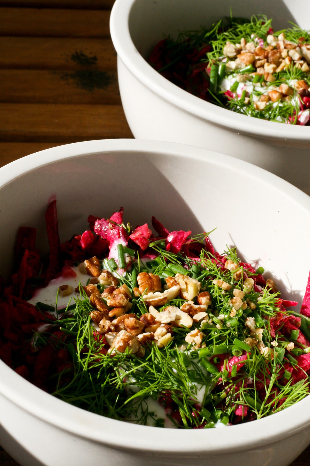 Our Little Haus On The Prairie Red beets salad with caramelized pecans