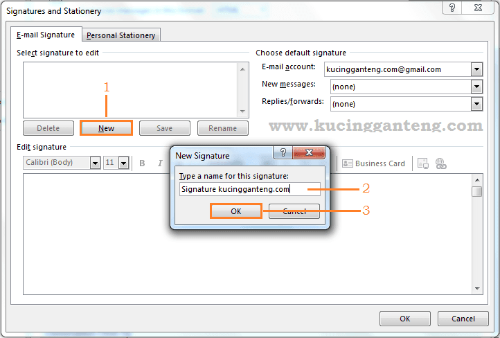 Cara Membuat Signature Email Di Microsoft Outlook 2016 Kucing Ganteng Blog Tutorial Komputer Terlengkap