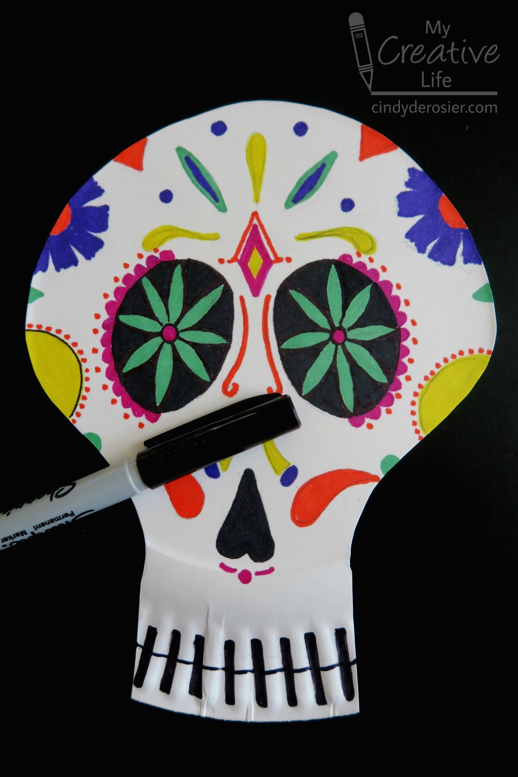 Cindy deRosier My Creative Life Day of the Dead Paper Plate Calavera