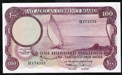 British banknotes East African shillings