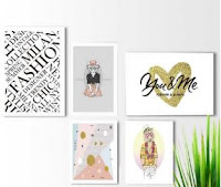 Kit 5 quadros decorativos Bicho Fashion