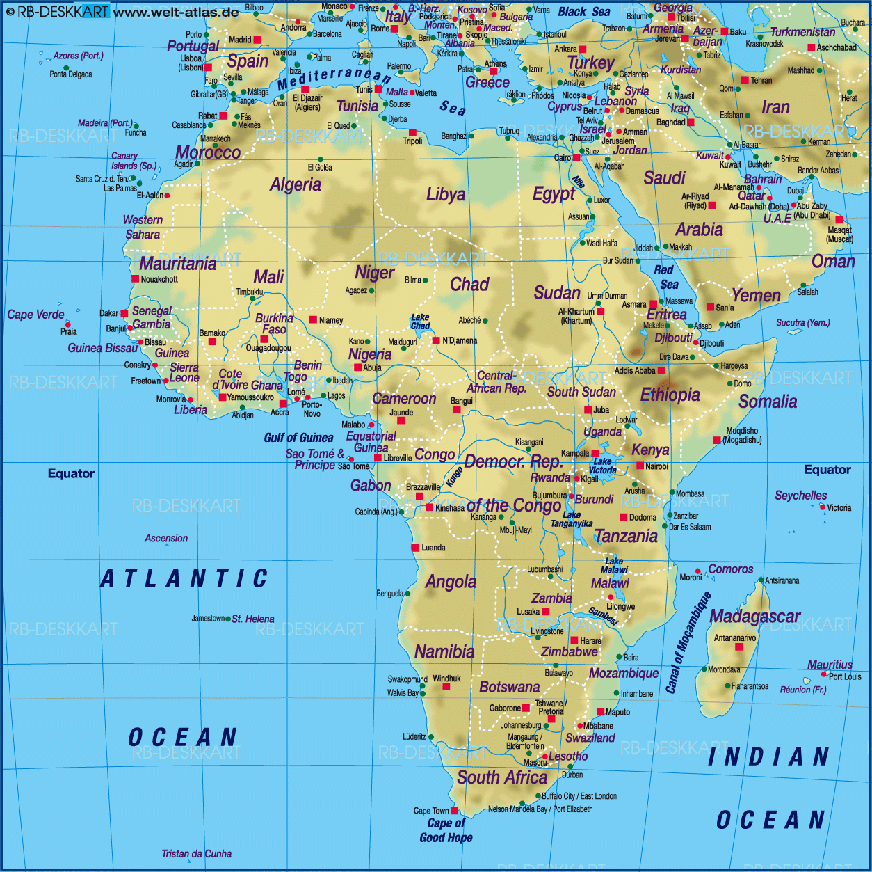 All 105+ Images physical map of africa cape of good hope Stunning