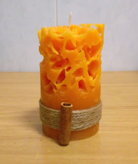 Vela de Gelo laranja com aroma de canela
