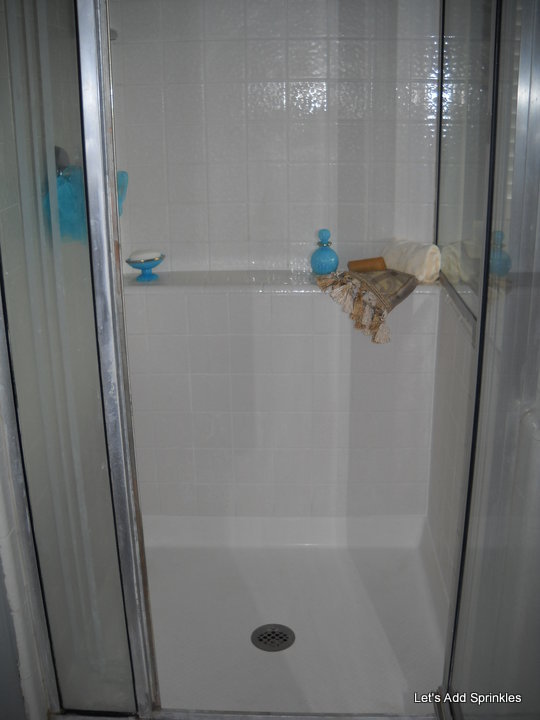 Let's Add Sprinkles Oven Cleaner on the Shower Surround
