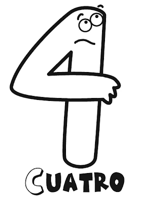 Dibujo del numero Cuatro para colorear ~ 4 Dibujo