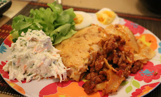 Lasagne with home made coleslaw and duck eggs Lasagne with home made coleslaw and duck eggs
