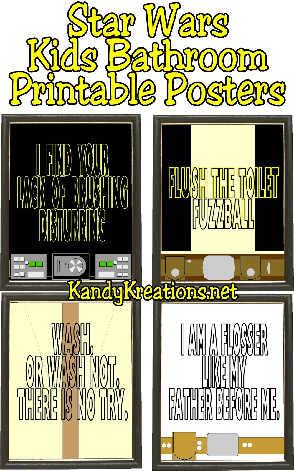 Star Wars Kids Bathroom Printable Posters Everyday Parties