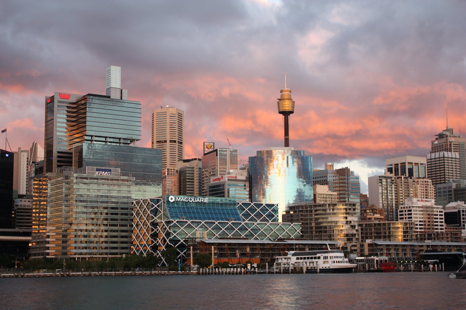 Sydney City and Suburbs King Street Wharf, Sydney skyline, sunset