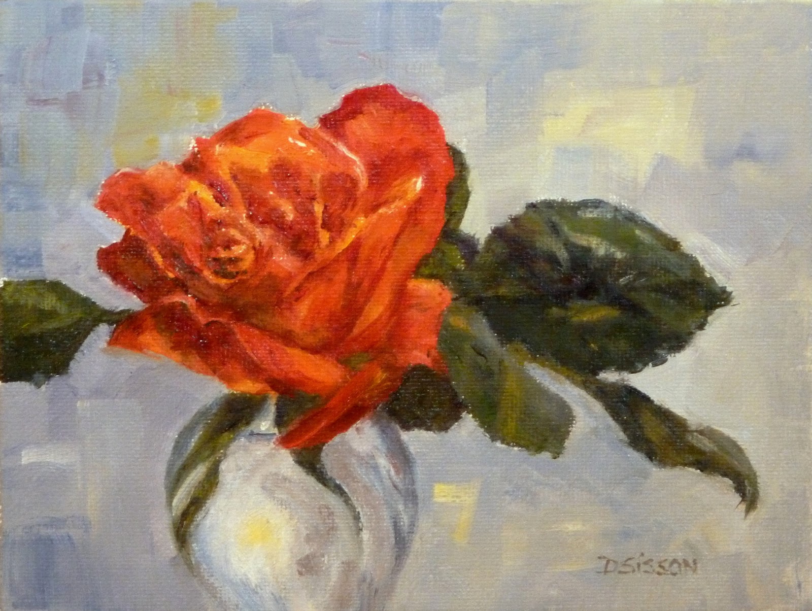 Daily Painting Projects Rose in Bud Vase Oil Painting Flower Art