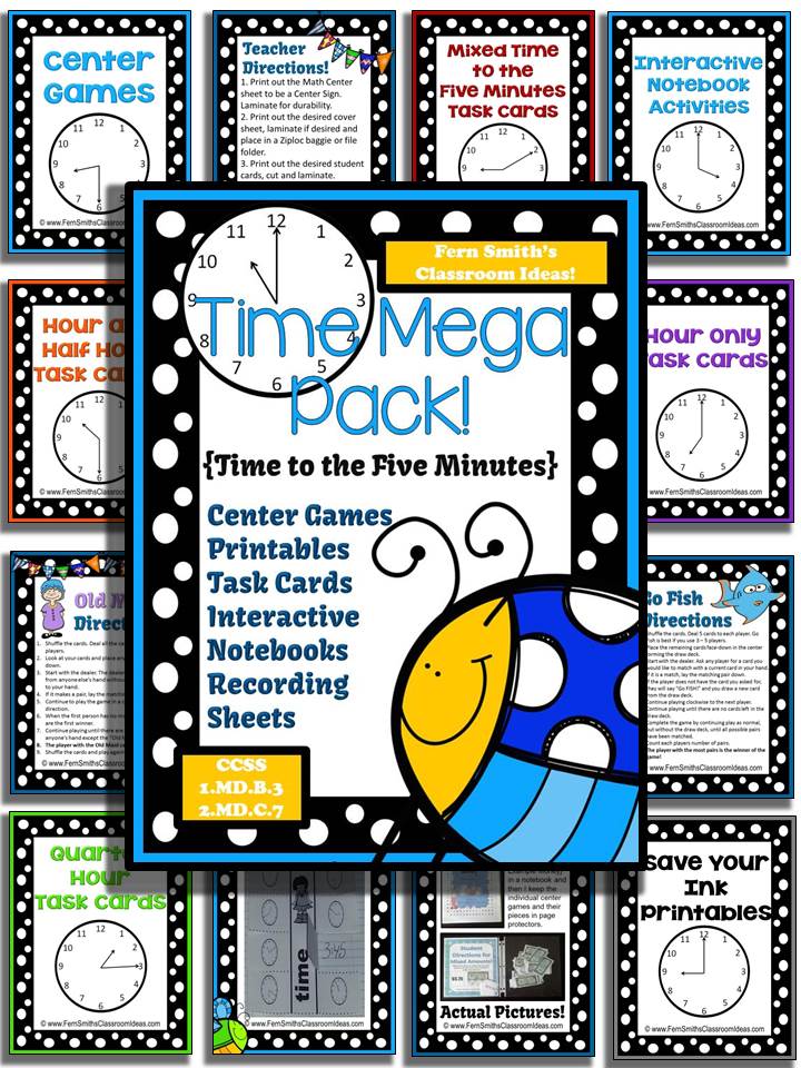 Fern Smith's Springtime Time Mega Pack - Printables, Center Games, Task Cards and Foldables For 1.MD.B.3