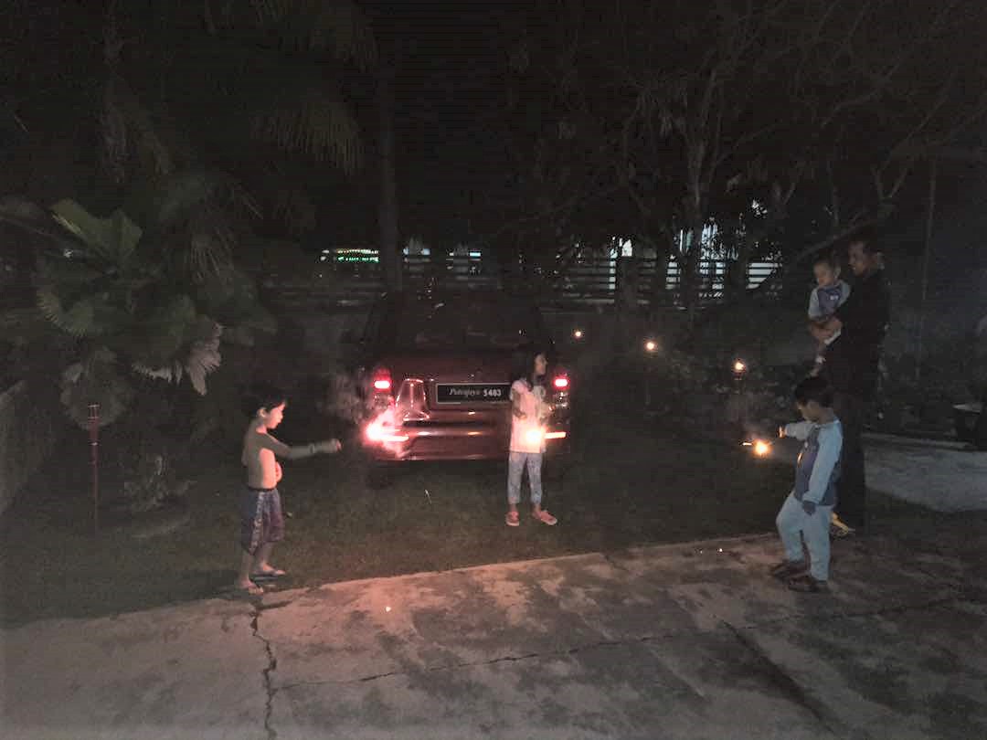 Playing Sparklers On Last Night Before Eid Playing Sparklers On Last Night Before Eid