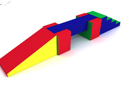 set barra 5 piezas estimulacion juego espuma colores azul amarillo rojo rampa escalera piso
