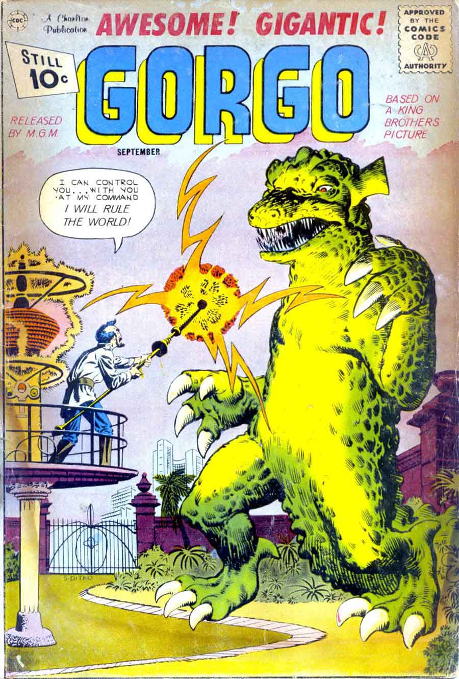 Steve Ditko 1960s silver age charlton monster comic book cover art to Gorgo #3
