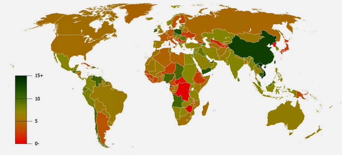 Annualised GDP growth from 1990 to 2007