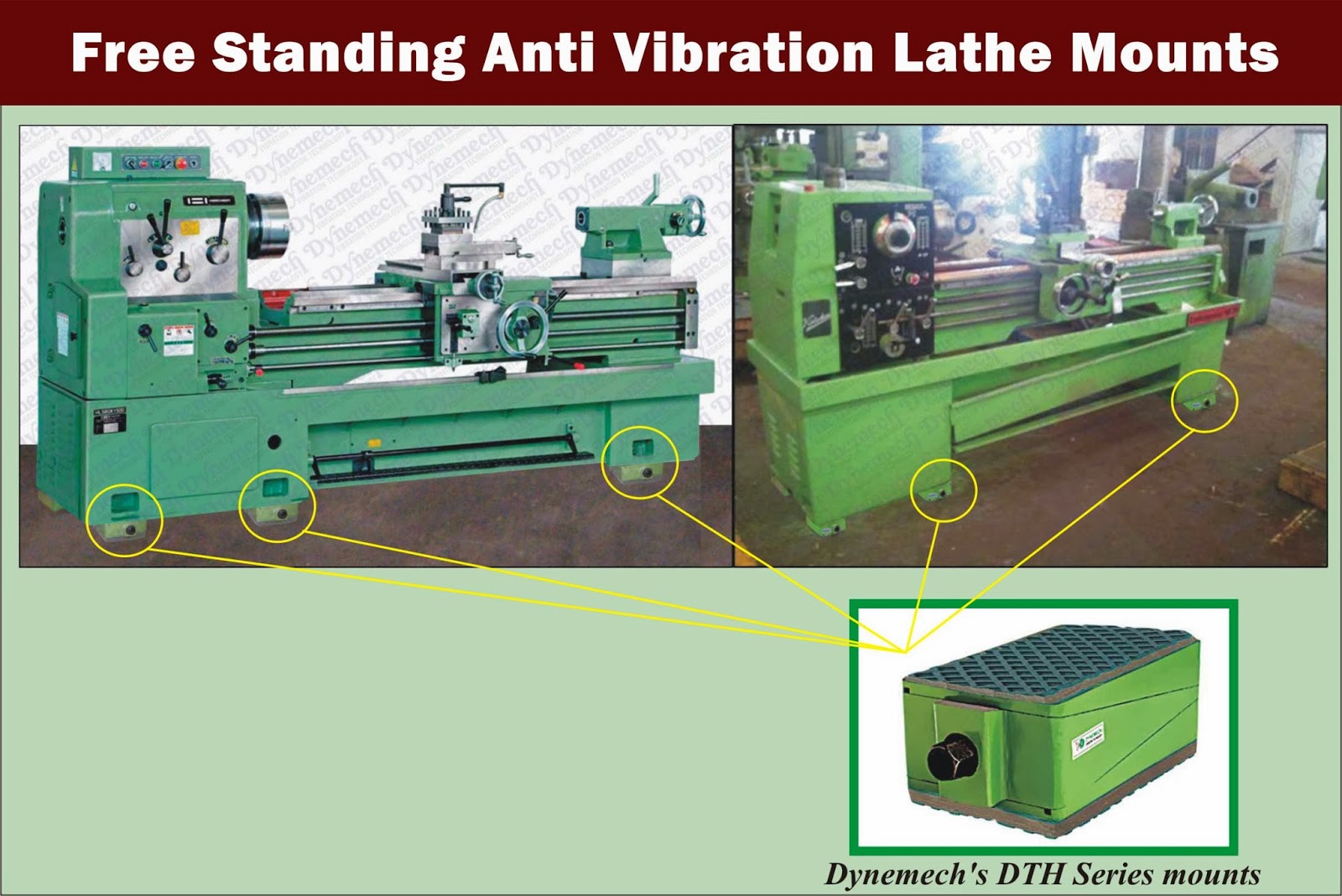 Dynemech Systems Vibration Control Dynemech Lathe Leveling Jacks and