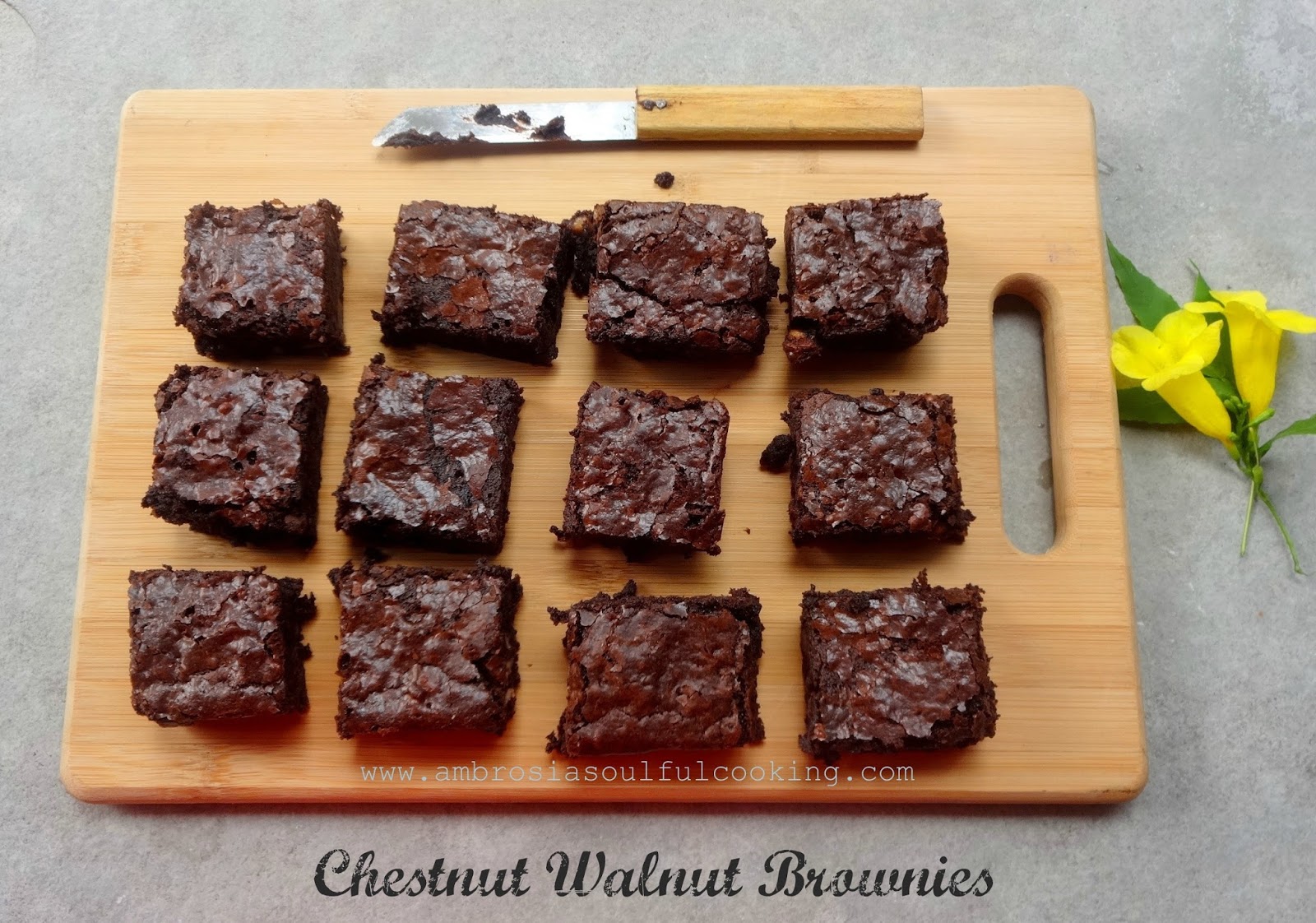 Chestnut Walnut Brownies (Gluten Free) Ambrosia