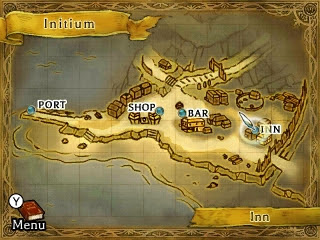 The map of Initium, the primary safe-haven hub in The Legend of Legacy.