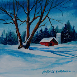 paintings acrylic winter easy landscape simple acrylics painting canvas kathy november barn landscapes rathburn los christmas snow watercolorist mini contemporary
