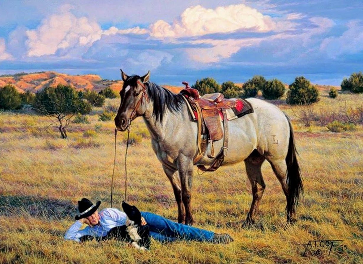 pinturas-de-vaqueros-montados-a-caballo