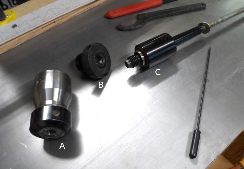 The Sawdust Post Woodturning Live Center with Collet Chuck and Drawbar