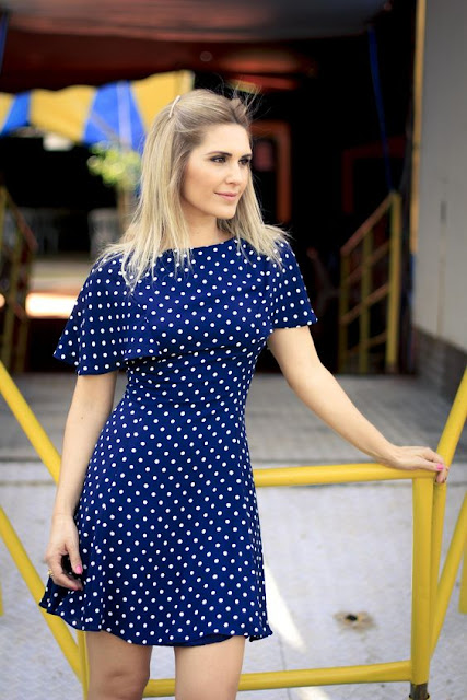 Fαshiση Gαlαxy 98 ☯: navy blue polka dots dress - spring dress
