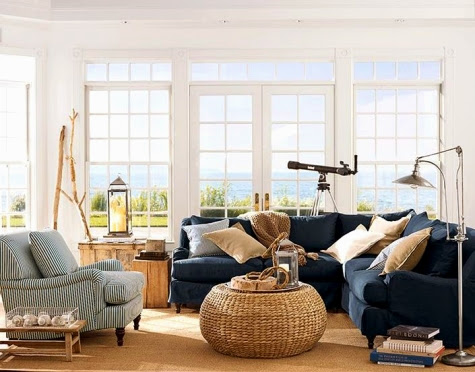 living coastal pottery barn nautical decor navy interior sectional idea