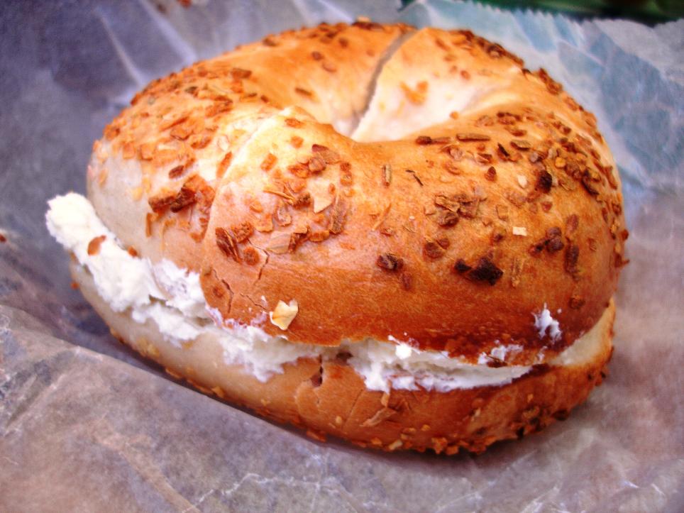 Girl From Texas Onion Bagel with a Schmear