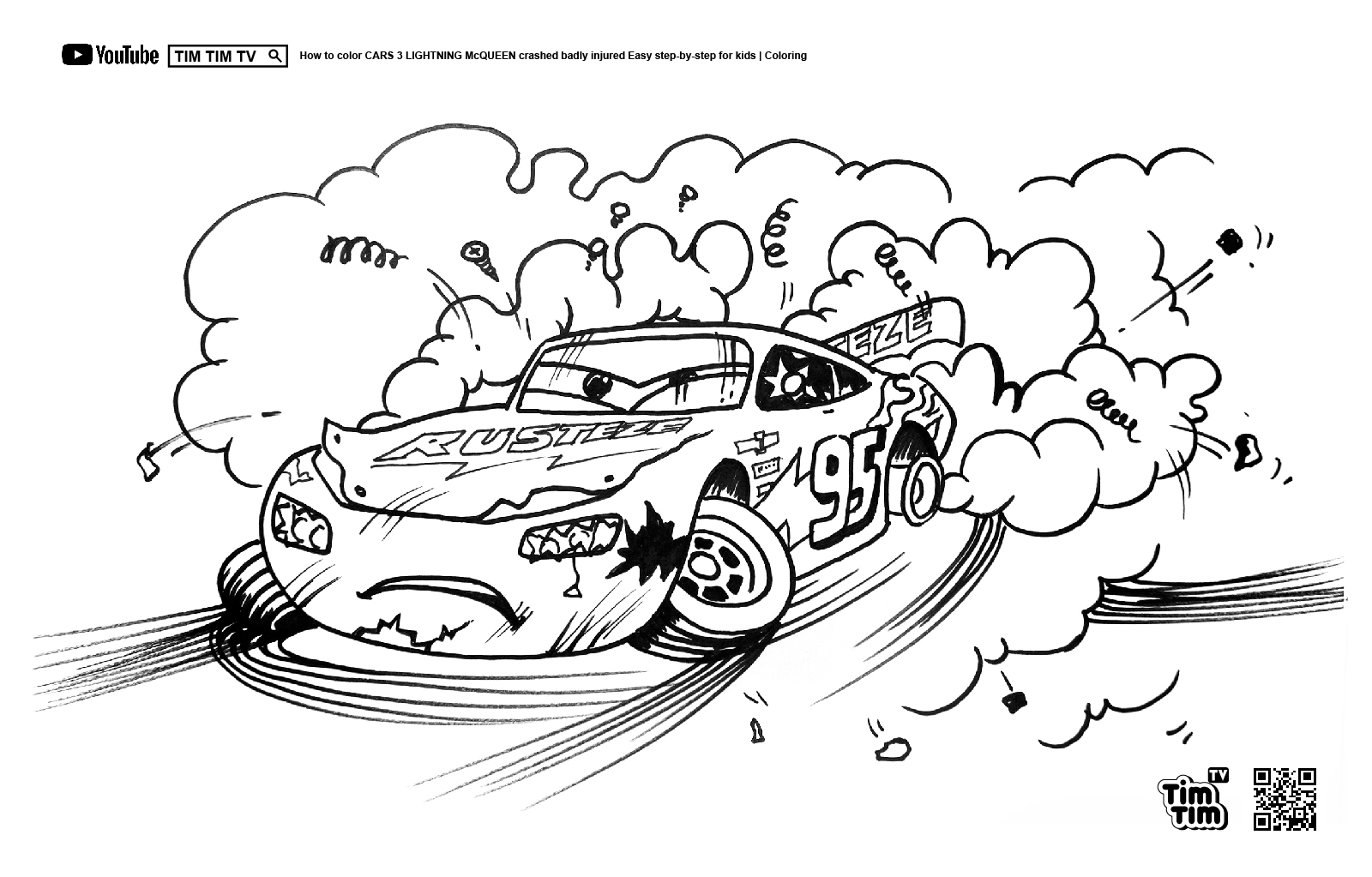 Parte 1- Draw LIGHTNING McQUEEN badly injured after crash CARS 3 ambul, Draw