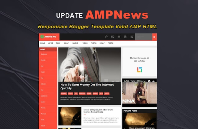 AMPNews Valid AMP HTML Blogger Template