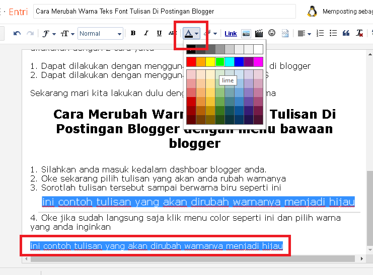Cara Merubah Warna Teks Font Tulisan Di Postingan Blogger – Jagoan ... Cara Merubah Warna Teks Font Tulisan Di Postingan Blogger – Jagoan ...