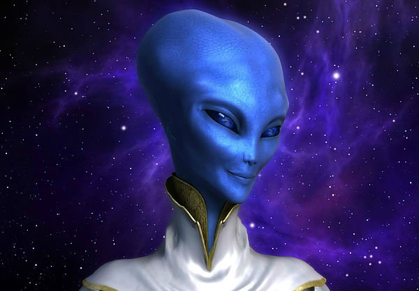 Female Alien with Blue Hair and Extraterrestrial Features - wide 8