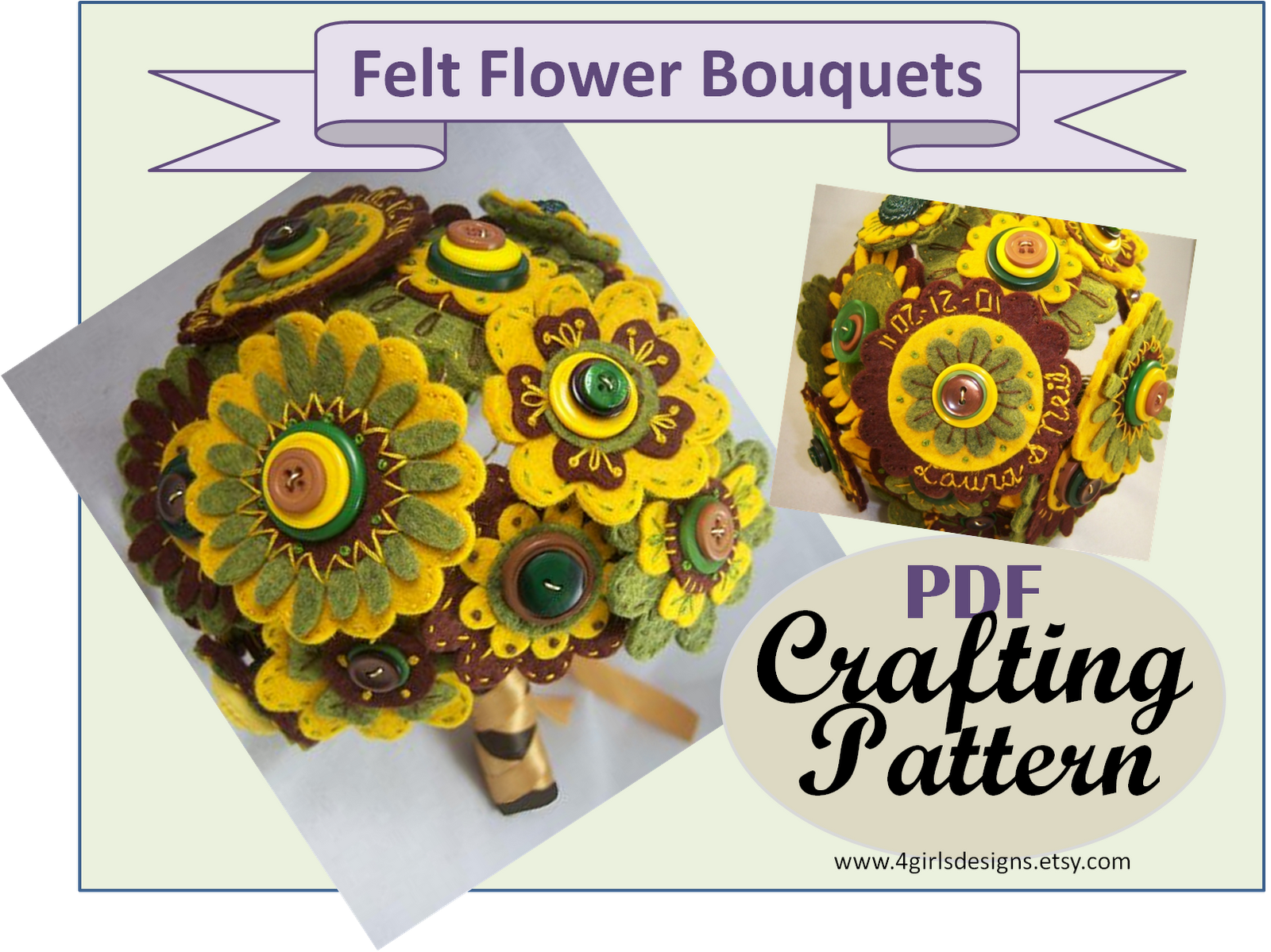 Patterns: Embroidered Felt Bridal Bouquet Tutorial, Tri-Fold Wallet ...