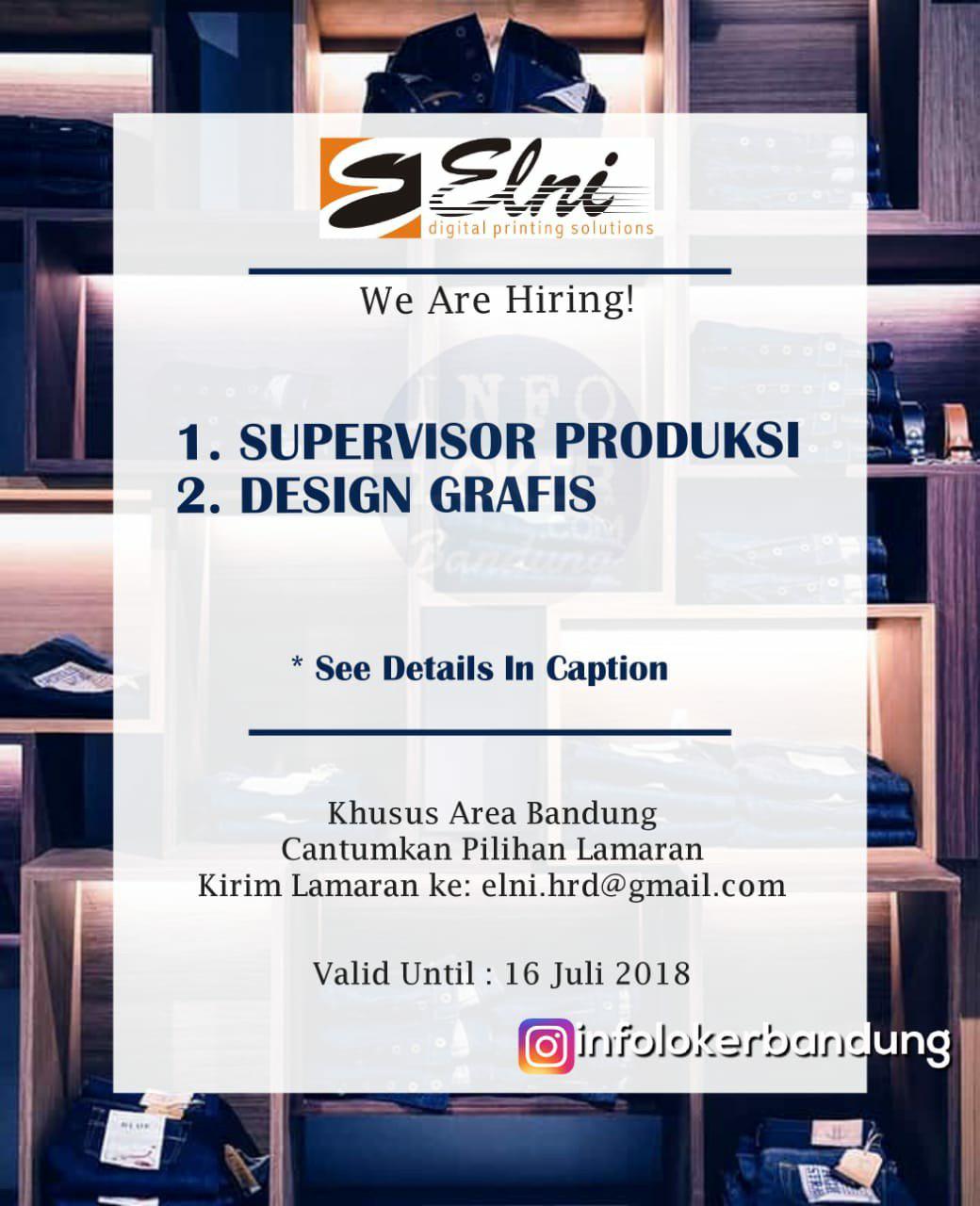 Lowongan Kerja PT. ELNI ( Digital Printing Solution