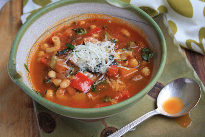 minestrone soup with beans, pasta and vegetables