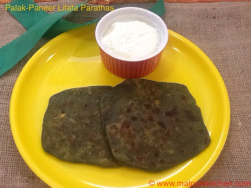 Palak Paneer Lifafa Parathas Spinach Flat Bread Envelopes With