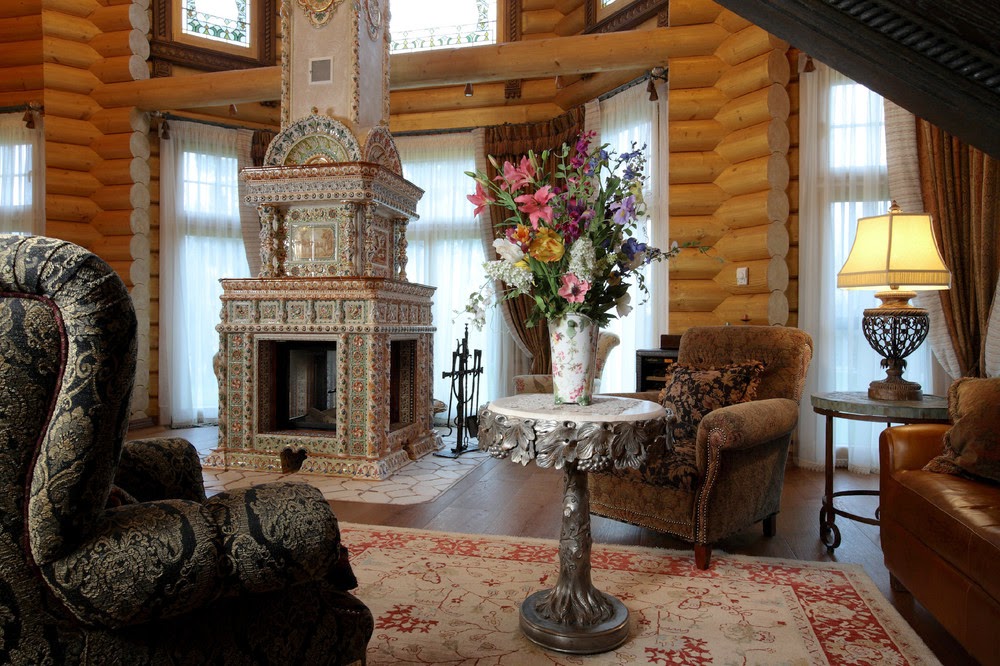 дом в русском стиле интерьер