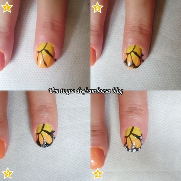 Tutorial passo a passo unhas decoradas com desenho de borboleta
