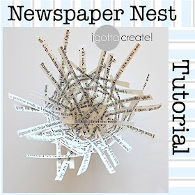 Newspaper Nest tutorial for Spring decor at I Gotta Create!