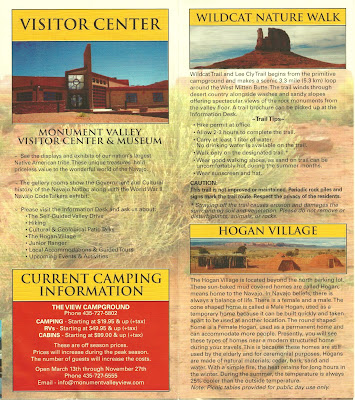 Monument Valley Navajo Tribal Park Brochure with Map of Valley Drive