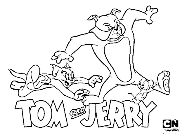 Gambar Mewarnai Kucing, Anjing dan Tikus Lucu  | Tom and Jerry 