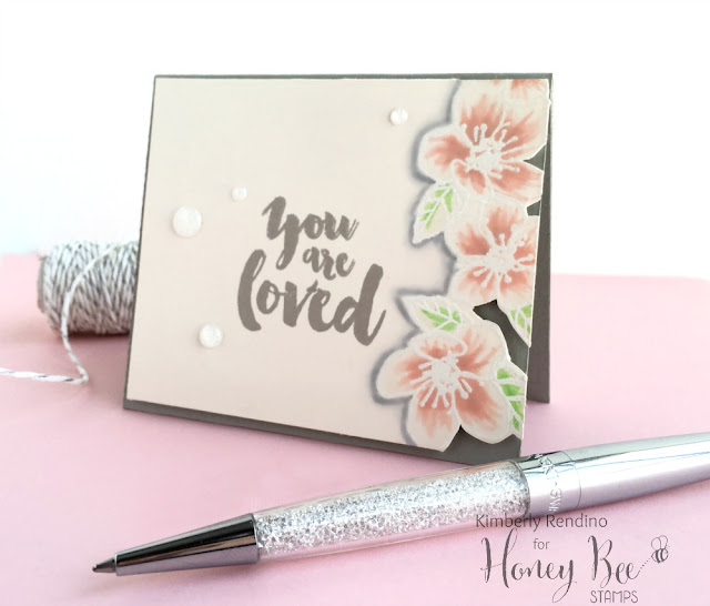 handmade card | by Kimberly Rendino | Honey Bee Stamps |zig clean color real brush markers | pretty pink posh | swarovski pen