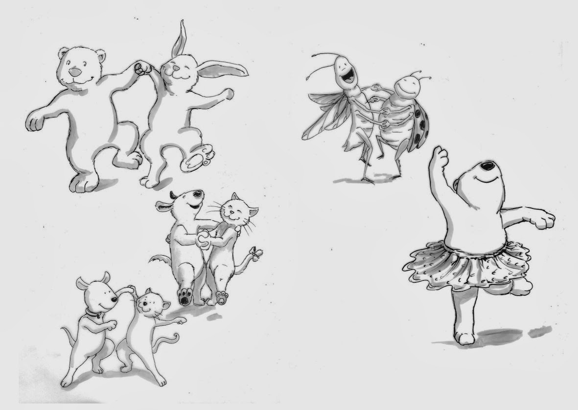 © Angela Kommoß Kinderbuchillustration, Tiere, tanz, animals, dancing, children's book illustration