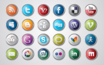 ソーシャルメディアのバッチ型アイコン集 Social Media Icon Pack イラスト素材
